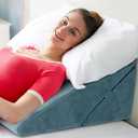 Wedge Pillow for Sleep Apnea, 12 Inch Adjustable Height Bed Wedge Pillow for Headboard, Gerd, Acid Reflux Relief, Snoring, and Post Surgery Recovery. Bed Pillow for Sitting Up in Bed (Large, Dusty Blue)