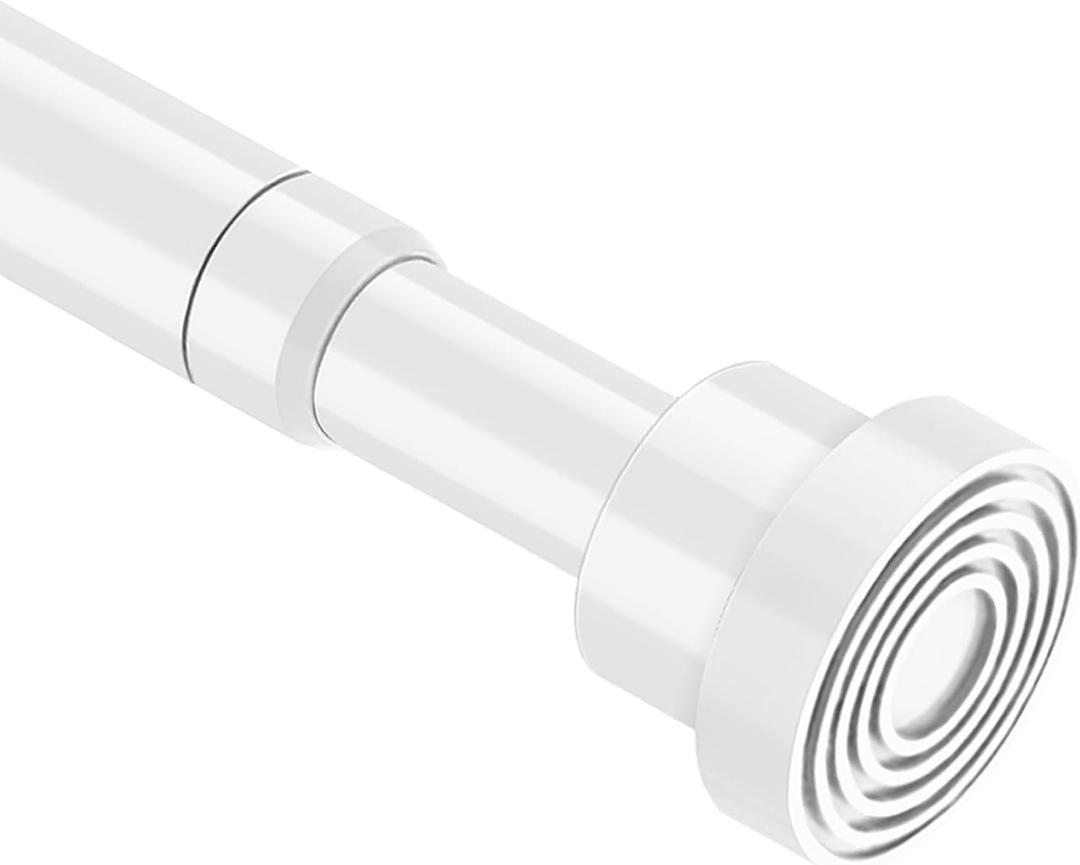 Spring Curtain Rod 33 to 56 Inch Adjustable White Curtain Rod No Drilling Non-Slip Expandable Tension Rod for Window, Doorway, Closet, Door, Wardrobe