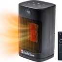 Comfort Zone Digital Desktop Heater, 1500W/1000W, ECO Mode, Thermostat, Remote Control, 12H Timer, Tip-Over & Overheat Protection, Portable Electric Space Heater for Indoor Use, Black