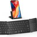 TECKNET Foldable Bluetooth Keyboard with Touchpad & Numpad, Connects to 3 Devices, USB-C Rechargeable Portable Keyboard for Laptop, iPad, Phone, iOS, macOS, Android, Windows (Black)