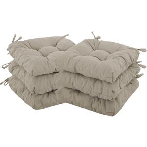 Chair Cushions for Dining Chairs Set of 6, U-Shaped Kitchen Chair Cushions Pads Bar Stool Seat Cushion with Ties and Non Slip Backing, Tufted Seat Pad for Indoor Dining Room, 15.5" x 15.5", Beige