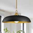 17.8" Black Gold Metal Dome Indoor Pendant Lights Kitchen Island, Large