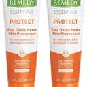 Medline Remedy Essentials Zinc Oxide Skin Protectant Paste (4 oz Tube), Unscented, Barrier, Incontinence Cream, Diaper Rash, Adults, Elderly, Hypoallergenic, Paraben Free (Pack of 2)