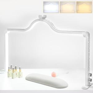 Nail Light for Desk Half Moon Light for Nail Desk 34Inch Foldable LED Table Lamp Manicure for Table Adjustable Dimmable Half Moon Lamp for Lash Beauty Tattoos Crafts Gold White