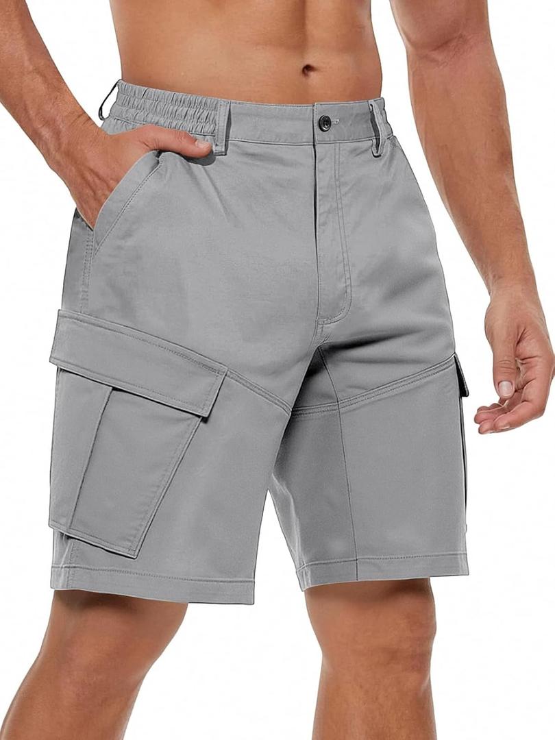 Men's Cargo Shorts Drawstring Classic Chino Stretch Shorts with 6 Pockets