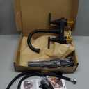 Bathroom Faucets for Sink 3 Hole, Hurran 4 inch Matte Black with Pop-up Drain and 2 Supply Hoses, Stainless Steel Lead-Free 2-Handle Centerset Faucet for Sink Vanity