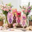 Gueevin 24 Set/48 Pack Mother's Day Flower Bouquet Gift Boxes Single Rose Carnation Floral Cards Sleeve Gift Packaging with Tags 4 Styles Flower Insert Card Holder for Mother's Day Floral Arrangements