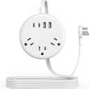 Flat Extension Cord 10 ft, NTONPOWER Flat Plug Power Strip with 3 Outlets 4 USB Ports(2 USB C),Ultra Thin Extension Cord Under Carpet, Mountable, Outlet Extender Long Cord for Home Office, Dorm Room