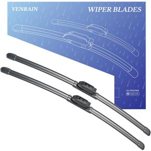 Wiper Blades, OEM Quality, Premium All-Season PTFE Rubber, Quiet & Streak-Free, J-Hook, Automotive Replacement Windshield Wiper Blades (26"+16" Pair for Front Windshield)