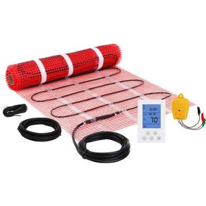 VEVOR Floor Heating Mat, 20 Sq. ft, Electric Radiant in-Floor Heated Warm System with Digital Floor Sensing Thermostat, Includes Installation Monitor, Adhesive Back for Easy Installation on The Floor