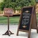 A Frame Chalkboard by HBCY Creations: 40x20 Solid Wood A-Frame Sign Rustic Brown Double-Sided Magnetic Board, Chalkboard Menu Board, for Restaurants, Cafés, Weddings - Heavy Duty Hinges