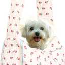 Floral Pet Carrier Sling, Breathable Cotton Dog Purse Carrier, Hand-Free Travel Puppy Purse for Small Dog 10-20 lbs, Cat Sling Chest, Per Mom Dad Gifts(White, Large)