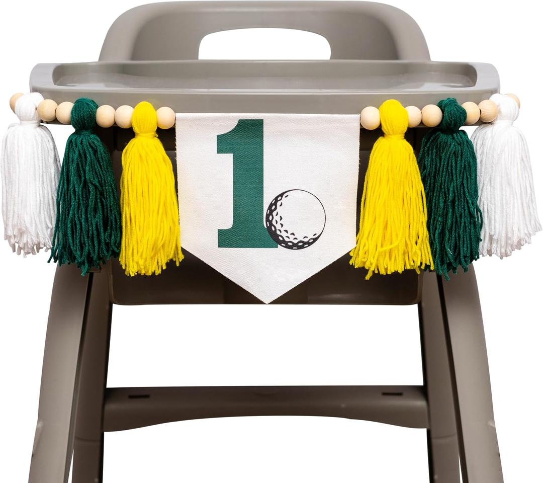 Golf Themed 1st Birthday BannerHole in One Party Decor Mastered His First Year Sign High Chair Banner Golf Birthday Decor for Baby's Milestone