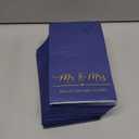 Sparkle and Bash Navy Blue Napkins for Wedding Reception with Gold Foil, Mr and Mrs (3-Ply, 4 x 8 In), Pack of 100 Mr Mrs Disposable Wedding Napkins For Reception