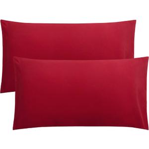 FLXXIE 2 Pack Microfiber King Pillow Cases, 1800 Super Soft Pillowcases with Envelope Closure, Wrinkle, Fade and Stain Resistant Pillow Covers, 20x36, Wine Red