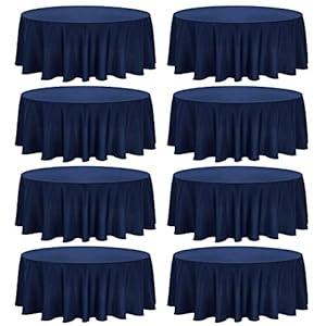 8 Pack Premium Round Tablecloth 120 Inch Round Table Covers Washable Polyester Fabric Round Table Clothes for Wedding Party Reception Banquet Buffet Restaurant (Navy Blue, 120 Inch)