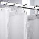 AmazerBath White Shower Curtain 80 Inches Long, Waffle Shower Curtain 72x80 Inches, Long Shower Curtain Fabric, Heavy Duty 240GSM, Hotel Quality, Bathroom Curtain, Premium Polyester