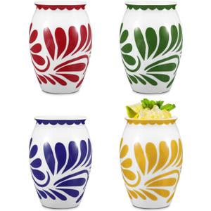 Yungyan 4 Pcs Cantaritos De Mexicanos Shooters 15 oz Cantaritos Shooters Authentic Mexican Ceramic Mugs Pottery Cocktail Glasses Cups for Margaritas Mojitos Taco Tuesday Cocktail Cups