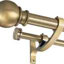 Double Curtain Rods with Aluminum Bouquet Brackets and Round Finials,Antique Bronze Curtain Rods for Windows 72 to 144 inch,1-inches Front and 5/8 Inches Back Double Window Drapery Rod