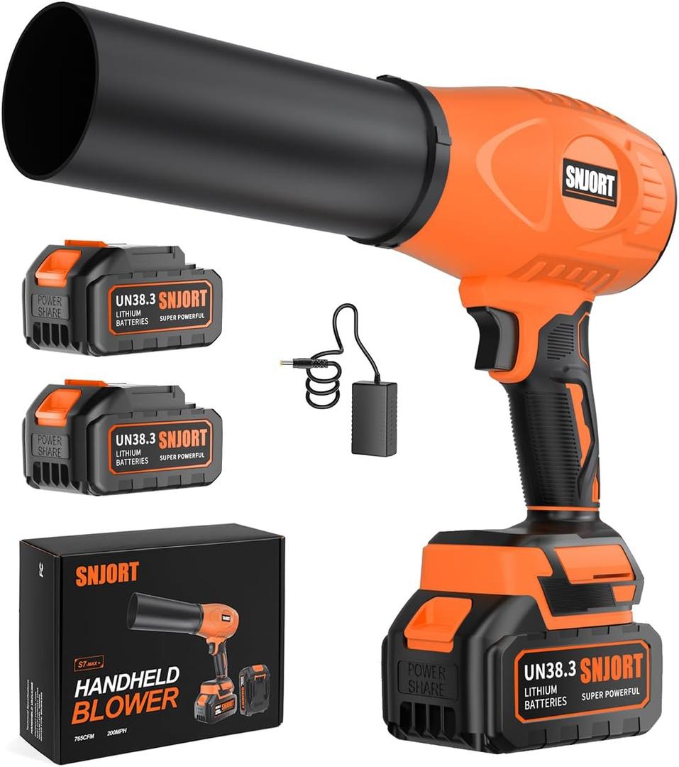 Leaf Blower Cordless with Battery and Charger, 980,000 RPM, Extended Nozzle, Blower for Patio Cleaning,Blowing Leaves and DustBirthday Gifts for Men Dad Husband (Persian Orange)