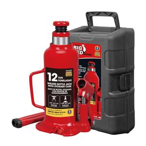 Big Red 12 Ton (24,000 lb) Hydraulic Bottle Jack with Carrying CaseRed
