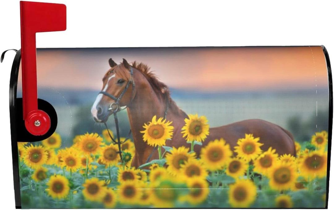 Horse in Sunflower Field Mailbox Covers Magnetic Standard Size 18" X 21" Animal Mailbox Cover Decorations Wrap Horse in Sunflower Field Mailbox Covers Magnetic Standard Size 18" X 21" Animal Mailbox Cover Decorations Wrap