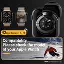 MAGEASY Designed for Apple Watch Series 11 Case 42mm | Shockproof Silicone Bumper with Customizable Buttons, Military Grade Durable Protective iWatch Cover, Skin Series - Black