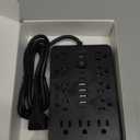 6 FT Flat Plug Surge Protector Power Strip,11 Multiple AC Outlets with 6 USB Ports (2 USB C), 6 Feet Extension Cord, 1250W/10A, One Touch Switch Button, 17 in 1 Compact powerstrip