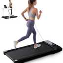 NEWBULIG Under Desk Walking Pad Treadmill, Portable Compact Electric Treadmill with Remote Control, Quiet Fitness Equipment & LED Display for Home & Office, Black&Sliver