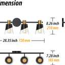 URSOLA Bathroom Light Fixtures, 4 Lights Bathroom Lighting Fixtures Over Mirror, 28.34 inch Black and Gold Design with Bevelled Edge and Clear Glass Shade Wall Lamp