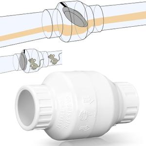 Geetery 1 Inch PVC Slip Swing Check Valve No Spring Back Flow Preventer Valve White No Return Silent Backflow for Backflow Prevention, Reduces Water Hammer Noise