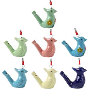 7Pcs Colorful Water Bird Whistle Magpie Peacock Ceramic Whistles Musical Instruments