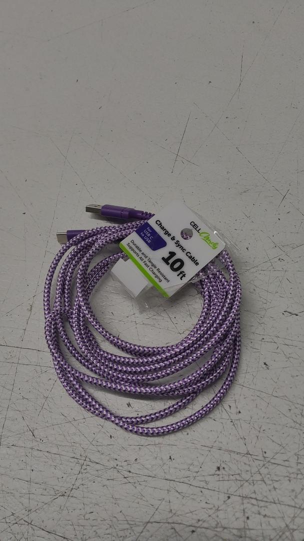 10 ft. Charging and Sync Cable For USB C Durable and Tangle Resistant