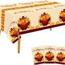 3 Pack Plastic Thanksgiving Tablecloth Disposable,Rectangle Turkey Tablecloth,Vinyl Large Friendsgiving Table Cover for Fall Autumn Thanksgiving Party Decorations Supplies 54x108