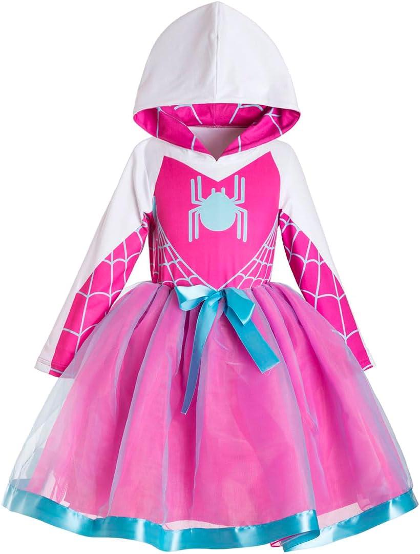 Girls Bat Spider Web Tulle Tutu Ruffle Princess Dress (Blue, XS)