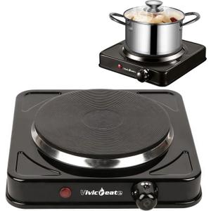 Vivicreate Electric Hot Plate, Portable Countertop Electric Cooktop, Adjustable Temperature Control, 110V Extra Burner for Apartment, Dorm, RV, Small Kitchen (Single Cast Iron Burner)
