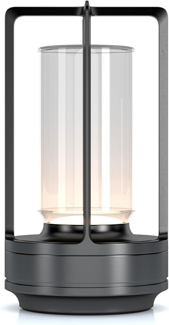 Cordless Portable LED Table Lamp, Rechargeable Battery Operated Desk Lamp with Touch Sensor, 3-Way Dimmable Suitable for Bars/Cafes/Restaurants/Bedrooms/Camping (Grey) (Gray)