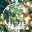 2 x 15th Anniversary Ornament Gifts for Couple, 15 Year Wedding Gifts for 15th Anniversary, Glass Keepsake 15 Year as Mr and Mrs Christmas Ornaments