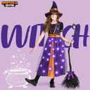 Spooktacular Creations Light Up Witch Costume for Toddler Girls, Fairy Tale Witch Outfit for Kids Halloween Dress Up Parties (Purple)