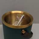 3L Double-Wall Insulated Stainless Steel Ice with scoop for Cocktail Bar - Metal Ice for freezer with Lid for parties,Camping,and More!champagne ,bar cart accessories (gold green)