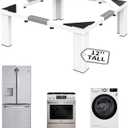 Heavy-Duty All Steel Laundry Pedestal, Full Size 12" Height Washing Machine Stand, Universal Adjustable Washer and Dryer Pedestals (White)