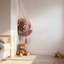 Amdermi Stuffed Animal Storage Hammock Corner Hanging Net Stuffy Animal Hammock Macrame Toy Display Plush Toy Holder for Kid Bedroom Decor Boho Nursery Playroom Organizer (pink)