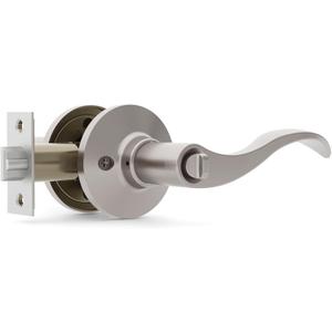 Door Locks for Front Door - 6 Pack Doorknobs for Exterior Door Satin Nickel Standard Door Handle with Lock Entrance Door Levers with Keys