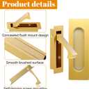 2pcs Gold Pocket Door Handles and Recessed Finger Flush Pulls, Professional Stainless Steel 304 Pocket Door Pull, Edge Flush Pull for Sliding Door, Sliding Doors