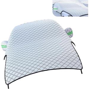 Car Windshield Snow Cover, Oversized Reinforced Vehicle Hood Mirror Protector, All Weather for Snow, Sun, Rain, Dust, Universal for All Seasons (Silver)
