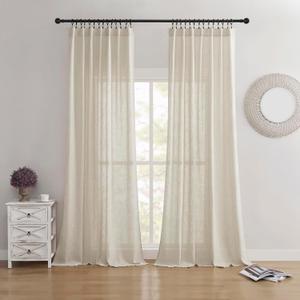 Joydeco Linen Curtains 84 Inches Long,Living Room Curtains 2 Panel Sets,Light Filtering Drapes with Back Tab Rod Pockets (W52 x L84 Inch, Oatmeal)