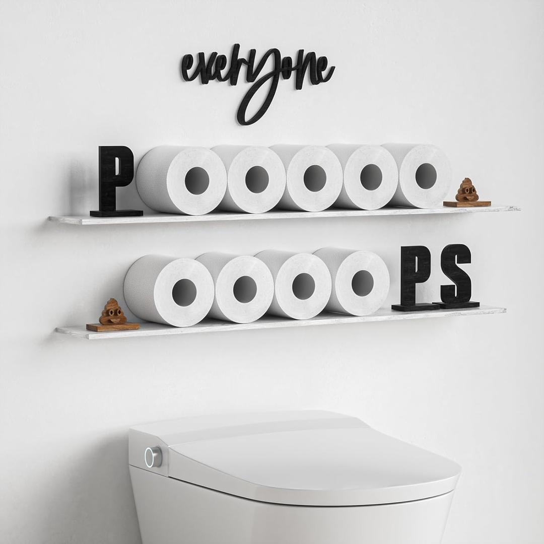 Funny Toilet Paper Holder, Poop Sign Toilet Paper Holder, Funny Bathroom Decor for Shelves (Shelf Not Included)