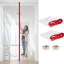 Dust Barrier Plastic Zipper Door, 2-Pack Construction Door Cover with Zipper, 4 ft x 7.2 ft, for Home Remodeling, Painting & Drywall Work, Easy Install & Removal