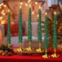 6 Set Christmas Tree Shaped Taper Candles with Holder 10 Inch Christmas Tree Shaped Candles Decorative Xmas Gifts for Centerpiece Decorations