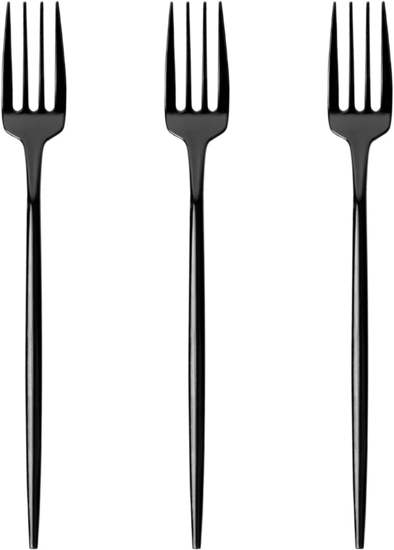 100 Count Black Plastic Forks, Heavy Duty Disposable Cutlery, Black Silverware Plastic Utensils for Party, Birthday, Wedding